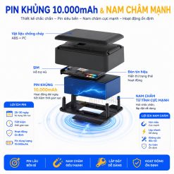 Thiết bị A10 4G Pin khủng, Nam châm siêu từ tính lực hút cực khủng