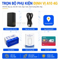 Định Vị A10 4G đầy đủ phụ kiện thiết bị dây sạc , app, sim 1 năm