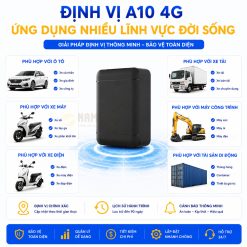 Định Vị A10 ứng dụng nhiều trong đời sống như xe ô tô, xe máy, xe tải, xe máy công trình, thùng hàng