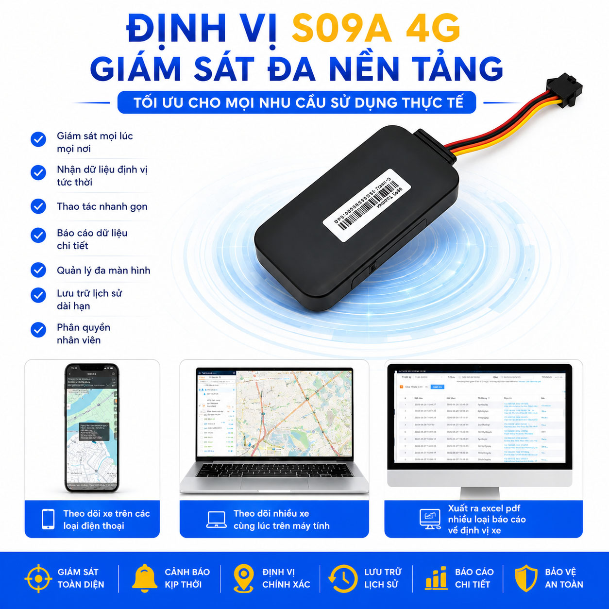 Thiết bị định vị S09A 4G giám sát đa nền tảng điện thoại laptop máy tính